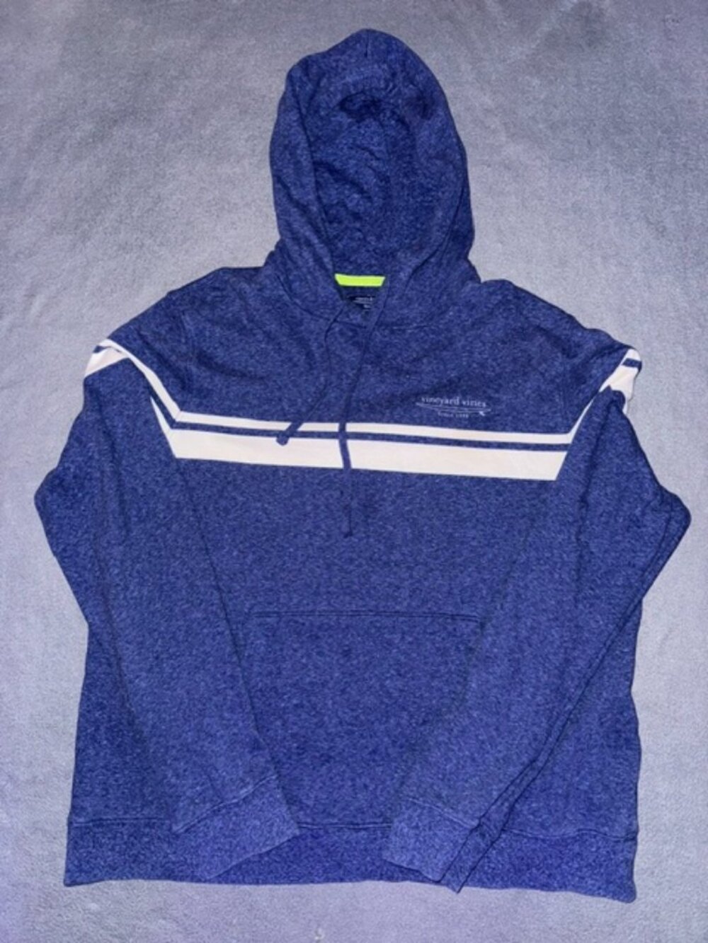 Vineyard Vines Blue Pullover Hoodie Men’s Large Stripe Sweatshirt